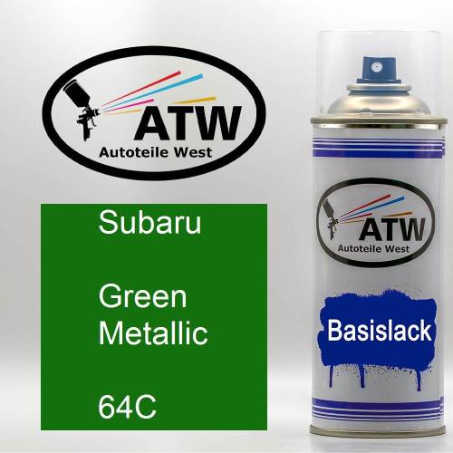 Subaru, Green Metallic, 64C: 400ml Sprühdose, von ATW Autoteile West.